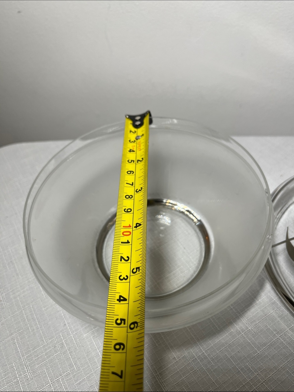 Vintage Clear Glass Lidded Candy Dish with Silver Leaf Motif - Picture 6 of 10